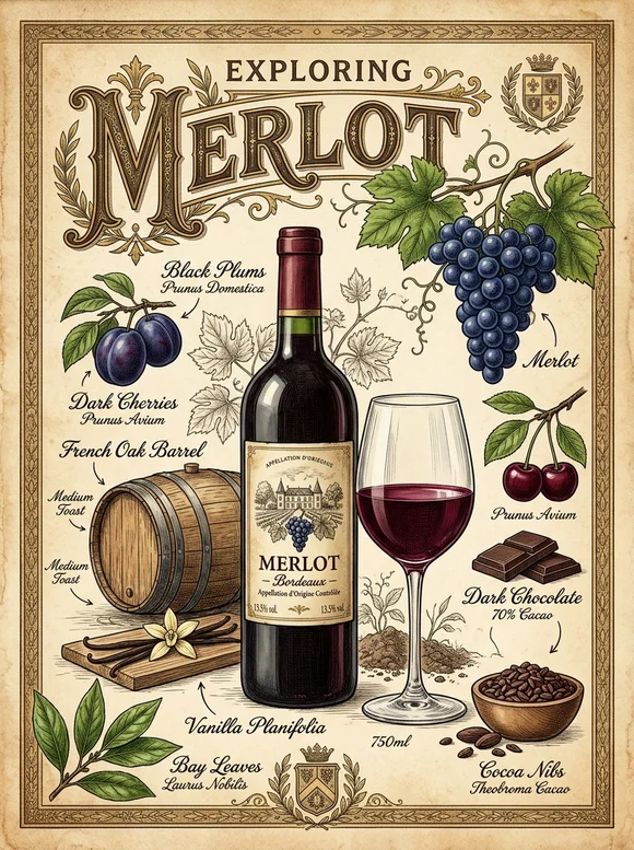 Мерло — poster and bottle
