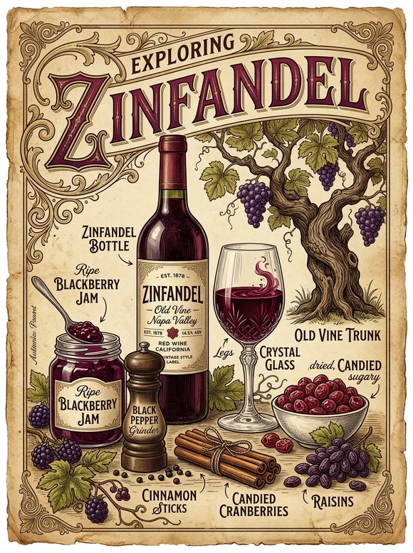 Зинфандель — poster and bottle